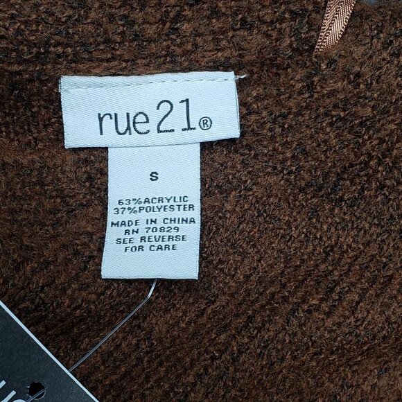 Rue21 Sweater Womens S Brown Long Sleeve Solid Minimalist V-Neck Pullover New - Picture 11 of 12